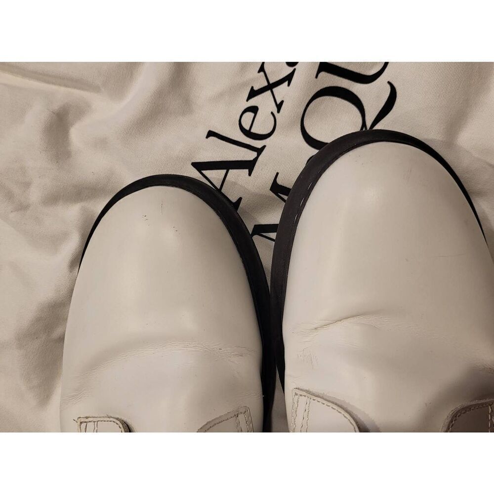 Alexander McQueen Boots Women's 10.5 White Hybrid Lace Up Combat Leather - Picture 3 of 11